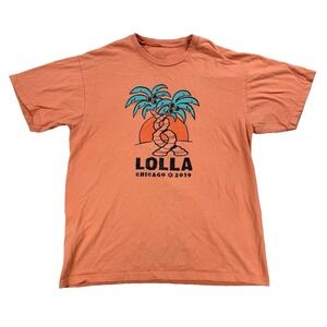 Mens Lollapalooza Music Festival 2019 Graphic T Shirt Chicago Peach Size Medium